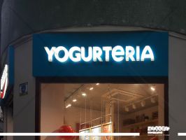 letra corporea retroiluminado con led  para Yogurteria Danone